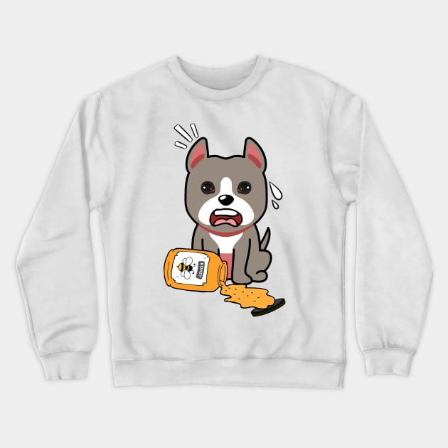 Cute grey dog spilled a jar of honey Crewneck Sweatshirt by Pet Station